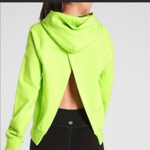 Athleta Organic Cotton Split Back Hoodie, Green & Black